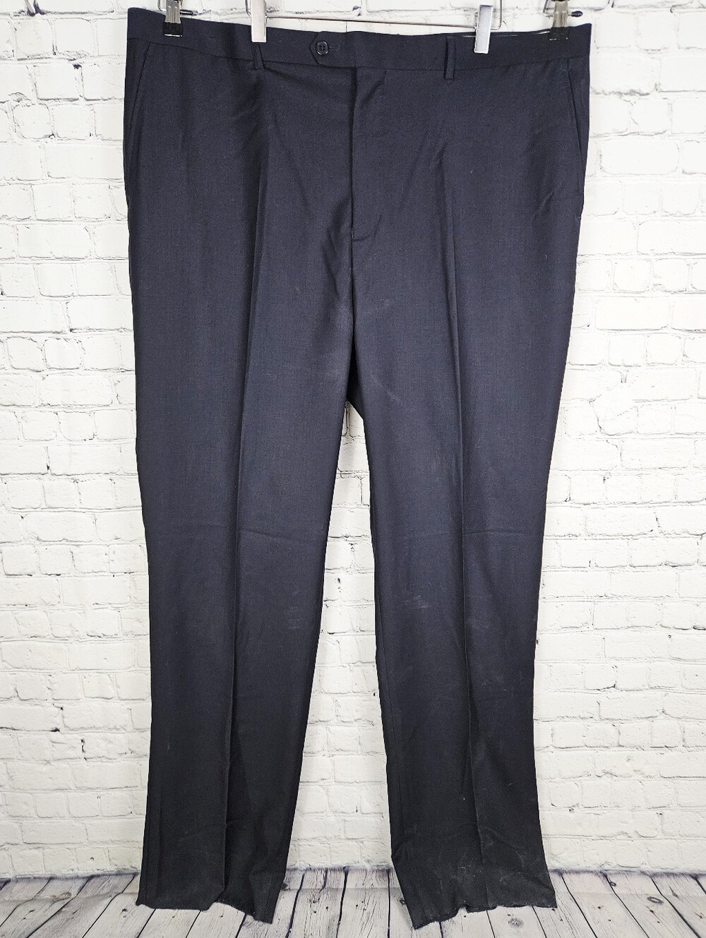 PLATINUM MODE | navy straight leg flat front dress pants